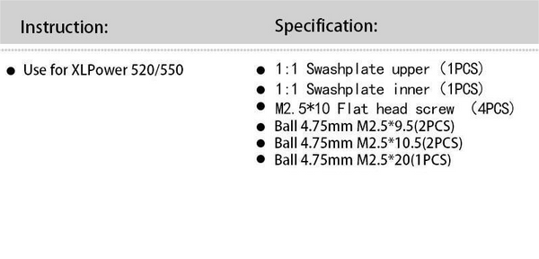 XL52H04-3 Nimbus 550 1:1 Swashplate upgrade