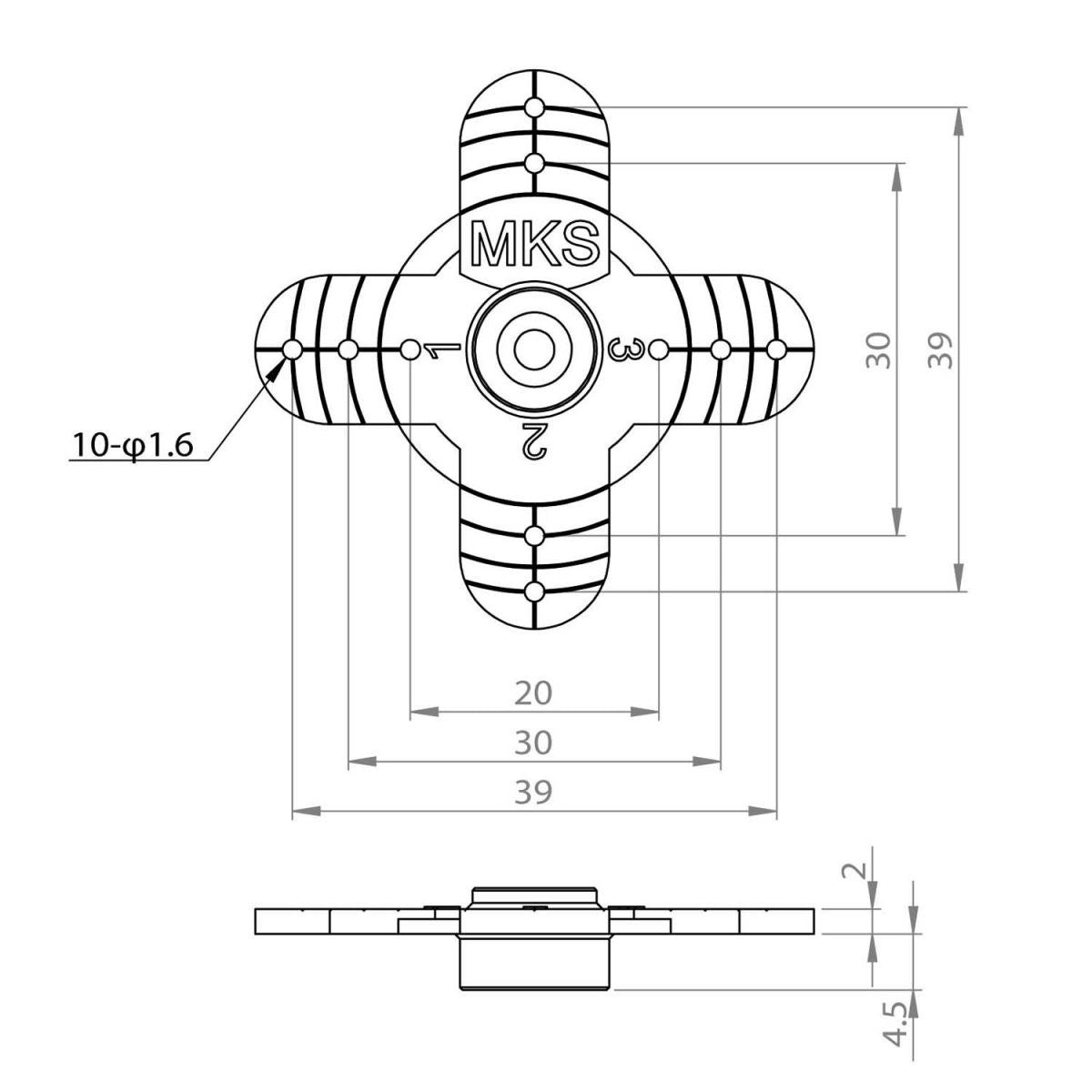 MKS plastic cross servo horn Length:45mm for HV97xx, BLS9X0, HBL9X0, HBL66X, DS660A+, DS670, DS760, DS96xx/A+, DS8910/A+, HV3X0, HV7X7